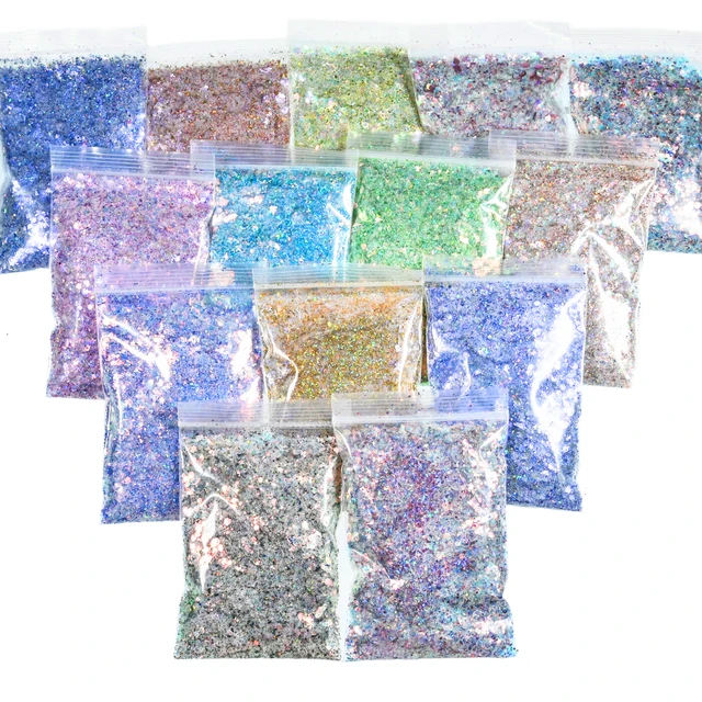 Holographic Chunky Glitter Total 60-140g Face Body Eye Nail Festival Chunky  Holographic Glitter 6/8/24 Jars Mix Loose Glitter M9 - AliExpress