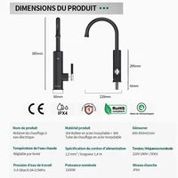 Briwellna chauffe-eau électrique 220V chauffe-eau coulant robinet de cuisine 2 en 1 robinet mélangeur de chauffage de l'eau sans réservoir géyser électrique 5