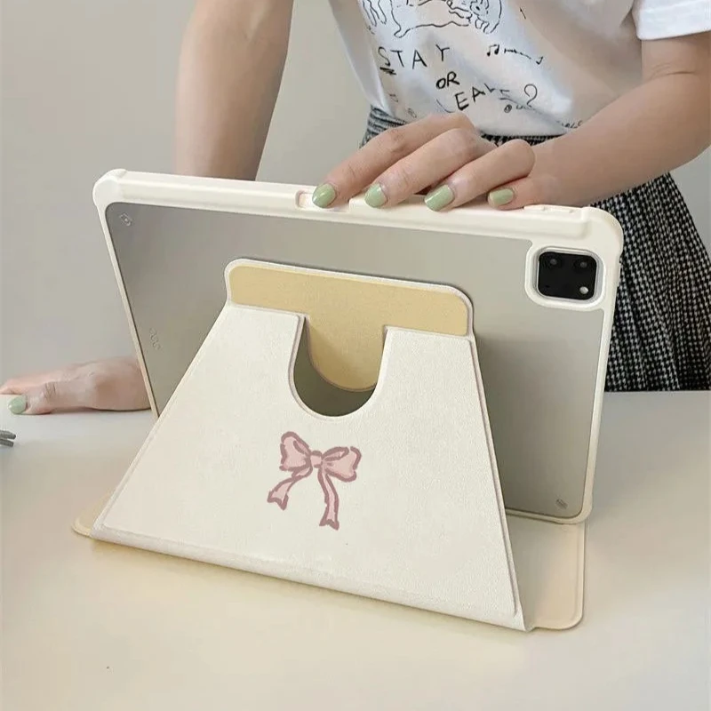 Cartoon Design 360-Degree Rotation Smart Tablet Cover with Pencil Holder