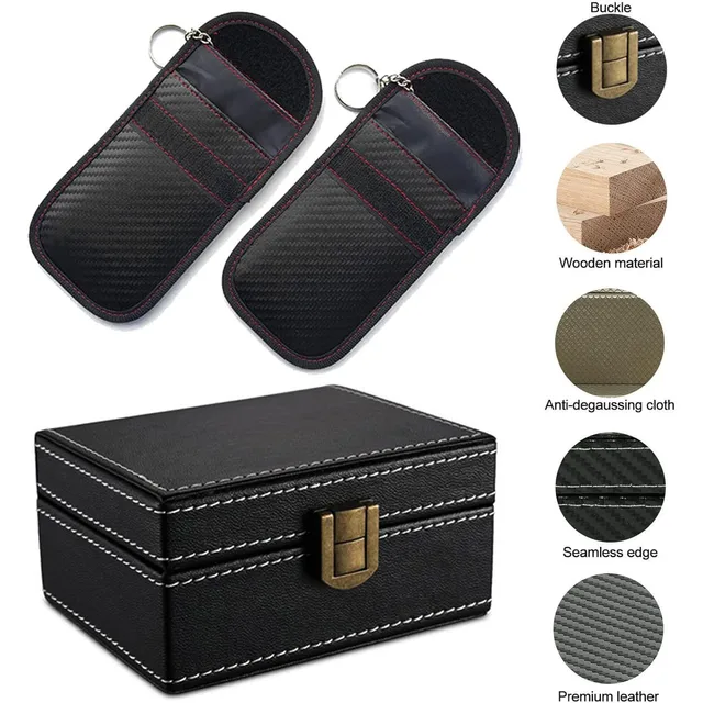 Faraday Box for Car Key fob Protector Fabric Key Fob Protector Box Leather Faraday Antitheft Products for Car Keys Protector 4