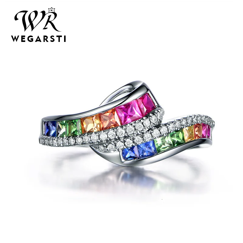 WEGARASTI Silver New Jewelry Ring Trendy Luxury Gemstone Women Ring Fashion Silver Rings Jewellery Weddings Party Gifts