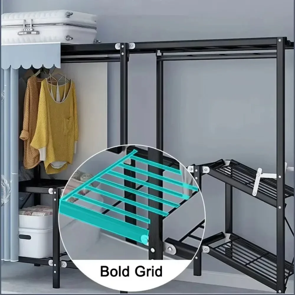 Foldable Installation-Free Wardrobe Heavy Duty Portable Closet With Cover Clothes Racks For Hanging Clothes
