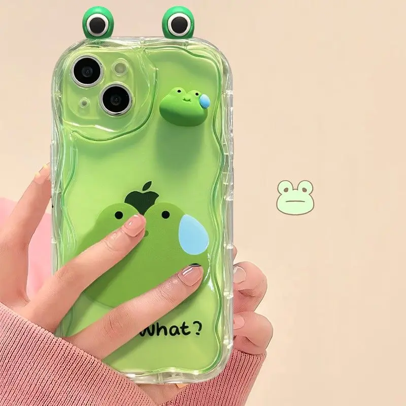 Lovely 3D Bear Rabbit Wave Phone Case for iPhone 15 14 11 Pro Max 13 12 Mini XR XS X 8 7 6 6S Plus SE 2020 Soft Silicone Cover — view 6