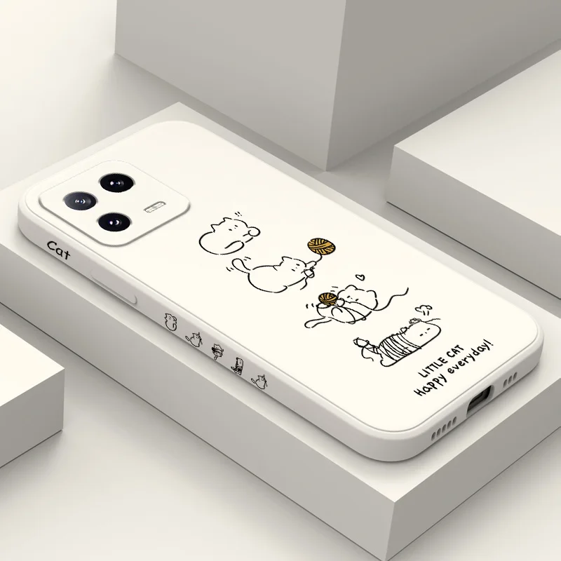 String Ball Cat Design Liquid Silicone Phone Case, Compatible with Xiaomi Models