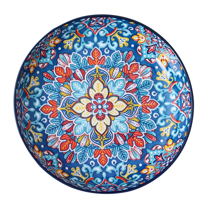 Baroque dish set Creative ceramic tableware Rice rice bowl soup noodles large bowl Household handle Fish plate dish