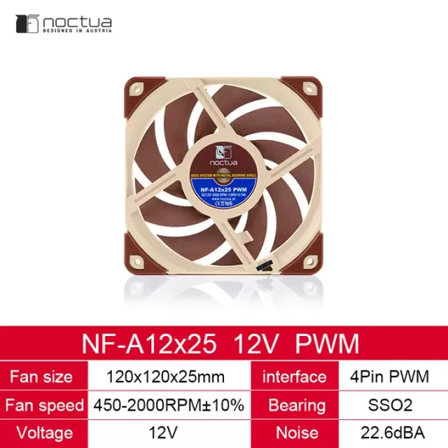 Noctua NF-A12x25 PWM ファン 3個セット Noctua NF-A12x25 12V Fan - 3DJake International