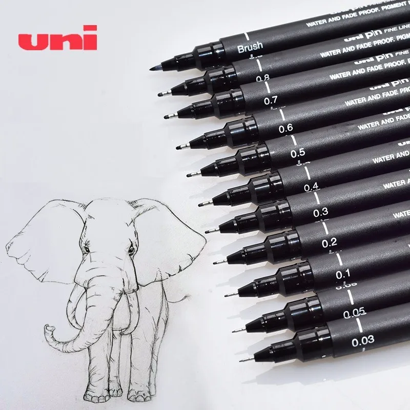 Uni PIN200 방수 후크 라인 펜, 드로잉 펜, 스케치 펜 아트, 특수 블랙, 핸드드로잉 제품