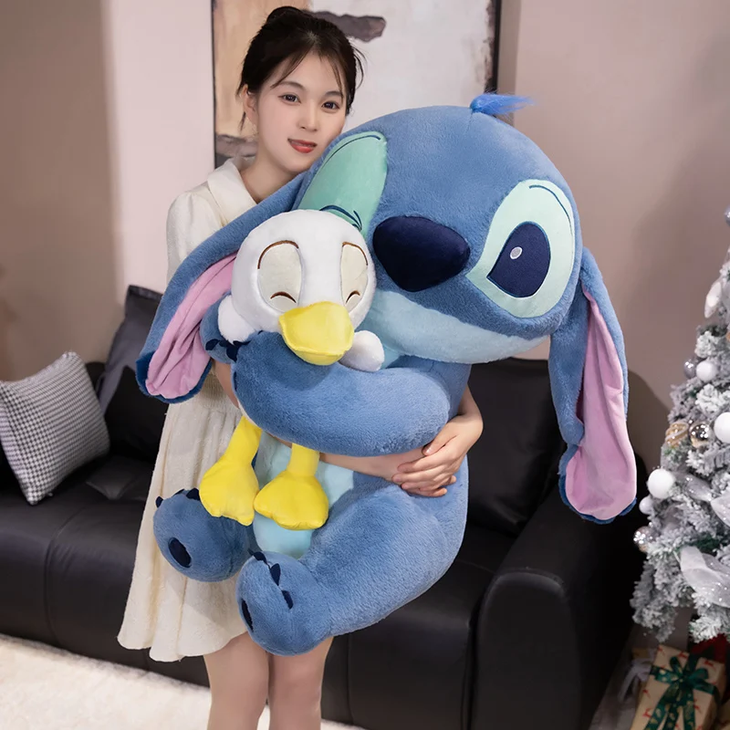 Cartoon  Big Size Lilo & Stitch Plush Toy Anime Lilo Stitch Hug Duck Plushies Stitch Hold Milk Tea Cup Stuffed Doll Pillow Gift