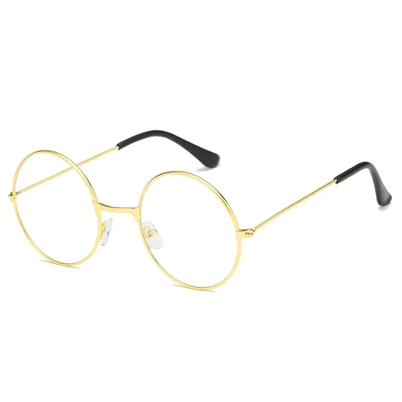 New Fashion Circular Retro Plain Eyeglasses Women Men Vintage Retro Metal Frame Metal Round Frame Glasses Transparent Lens