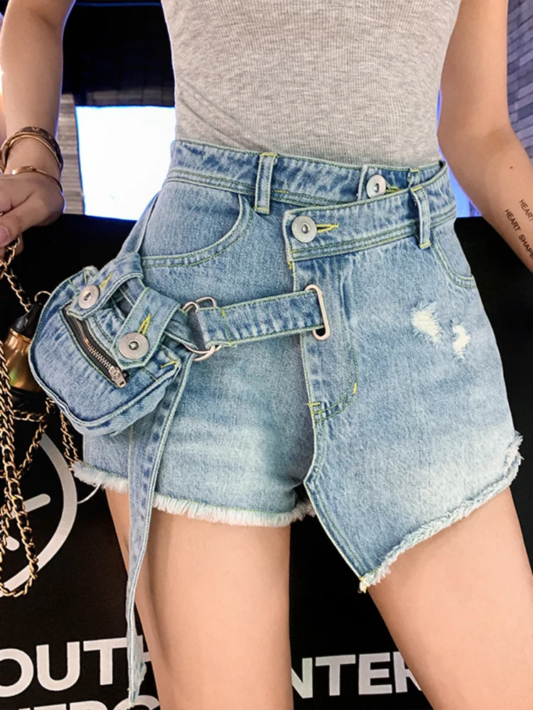 Wide Leg Solid Color Short Jeans 2022 