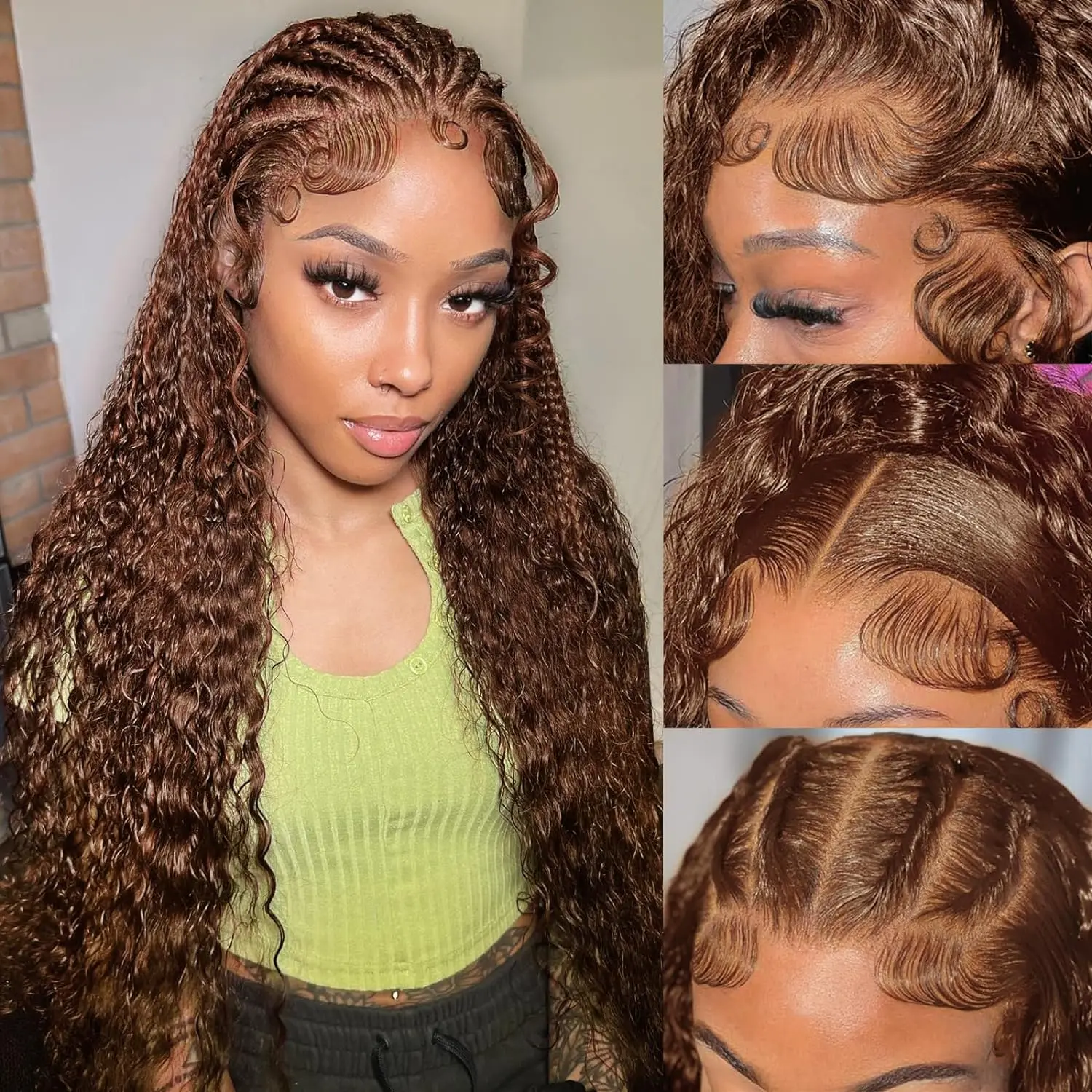 Curly wigs Transparent Lace Front Wig Chocolate Brown 13x4 13x6 Brazilian Deep Wave Frontal Human Hair Wig for Women Pre Plucked 2