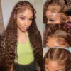 Curly wigs Transparent Lace Front Wig Chocolate Brown 13x4 13x6 Brazilian Deep Wave Frontal Human Hair Wig for Women Pre Plucked 2