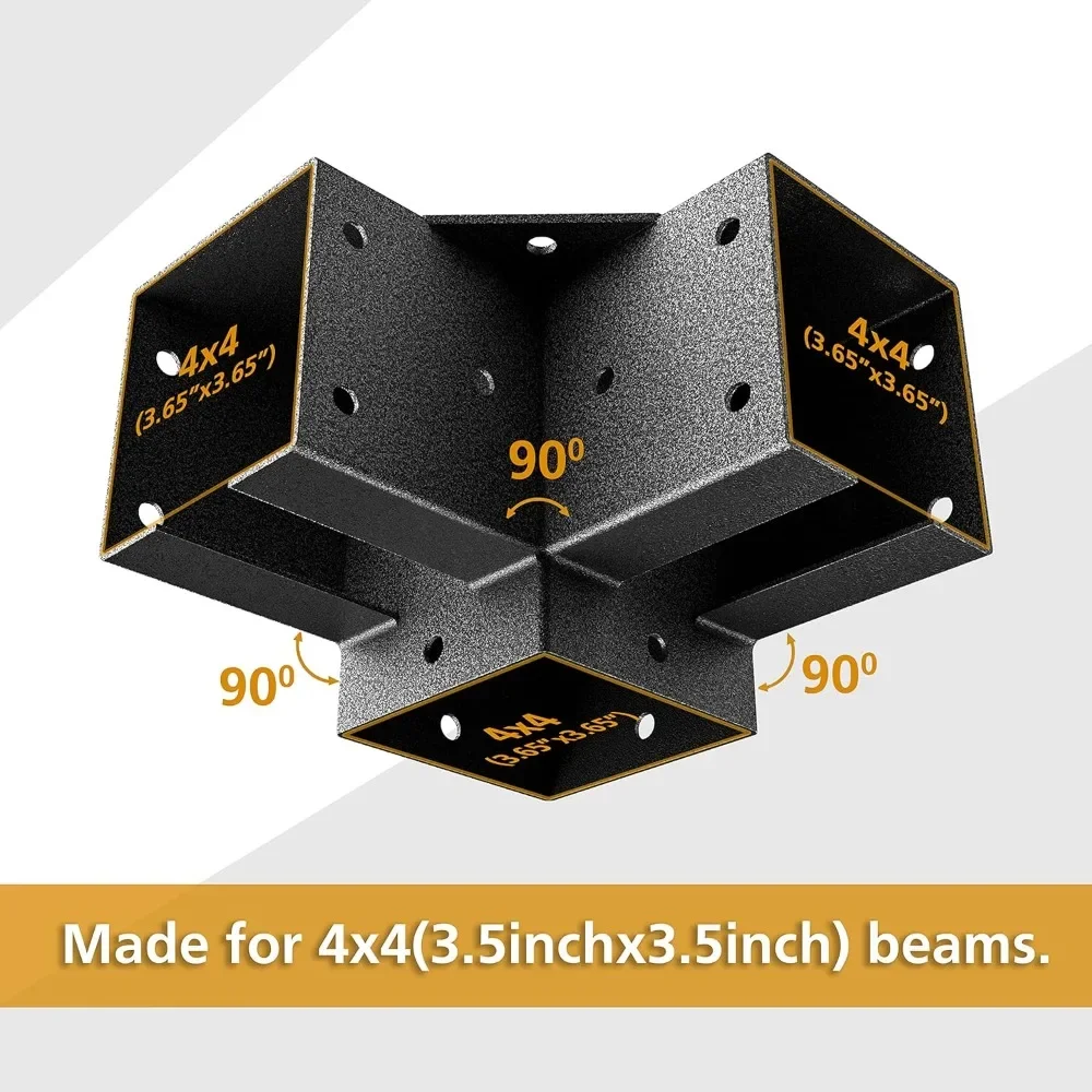 Powder Coated Steel Pergola Kit Corner Brackets 4x4 Posts Retro Black Silver Finish Easy Assembly Concrete Slab Anchor Base