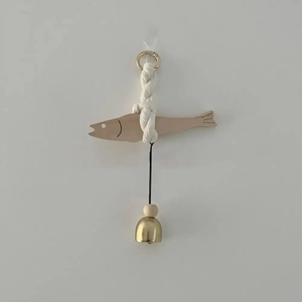 Creative Wooden Fish Car Ornament with Bell Ultra-thin Pollack Door Pendant Hangable Fish Wall Art Home Decor 3