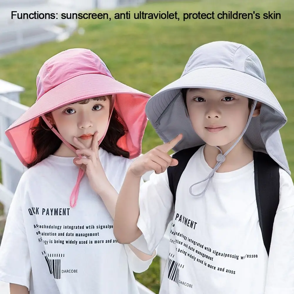 Kids Bucket Hat Kids Sun Hat Children Summer Bucket Hats UV Protection Outdoor Beach Sun Hat Boy Girl Flap Cap Adjustable Wide Brim Cap