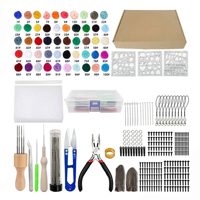 

296Pcs Needle Felting Kit With Wood Handle Needle Felting Tool,Felting Needles Finger Protector For DIY Sewing