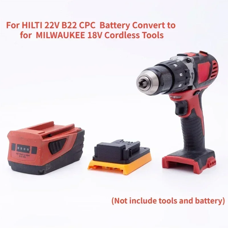 Battery Convert  Adapter for HILTI 22V B22 CPC Li-ion to for Milwaukee 18V Cordless Tools  (Not include tools and battery) include