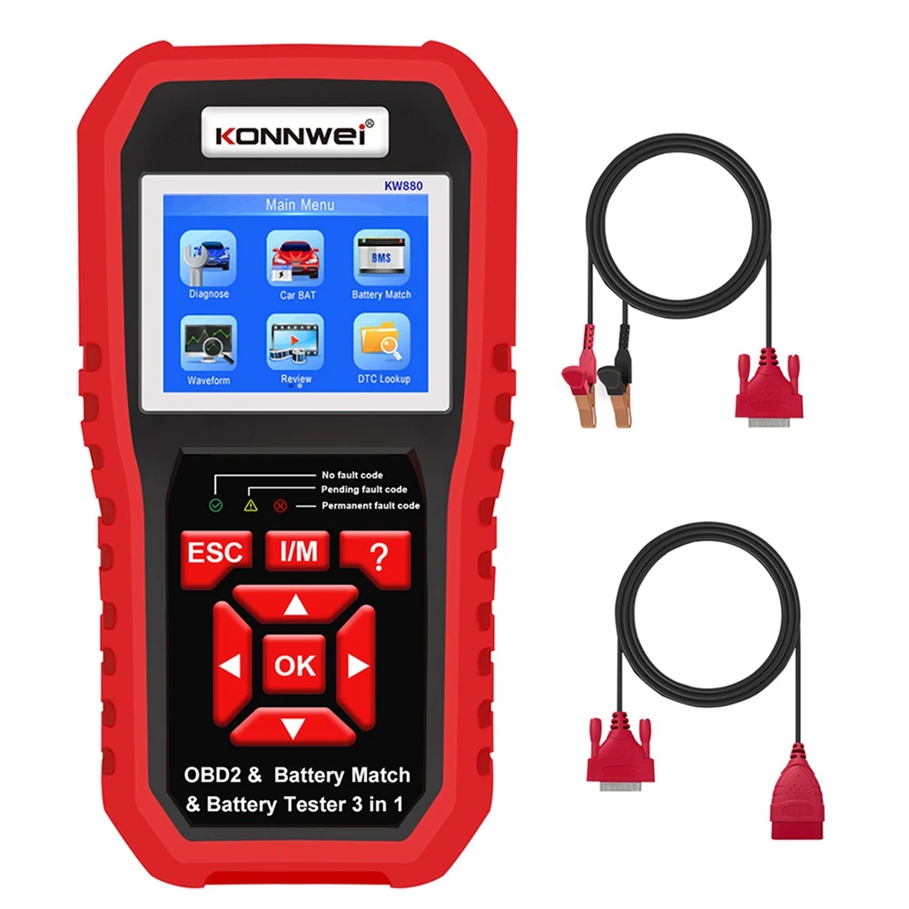 

KW880 12V Battery Tester Car Battery Match Car Diagnostic Scanner 3 In1 Charging Test Tools for the Car