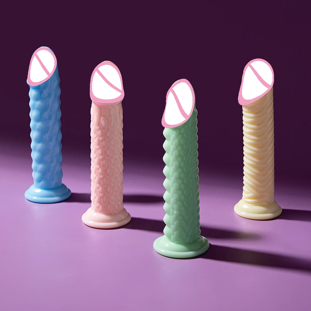 Realistic Dildo Glans Anal Plug 19cm Soft TPE Strong Suction Cup Clitoris Stimulator G-spot Massager for Women