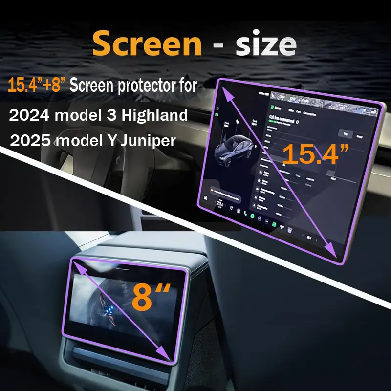 Screen Protective Tempered Glass Film for Tesla Model 3 Highland 2024 Model Y Juniper 2025 Rear Center Control Screen - Image 2