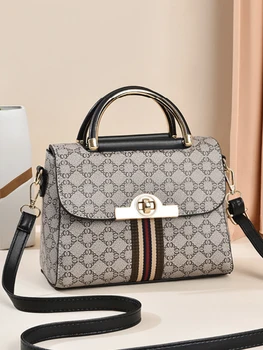 Borsa decorativa con stampa geometrica alla moda, borsa a tracolla elegante e versatile, borsa a tracolla di grande capacità 1