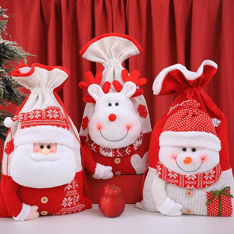 

Christmas Gift Doll Bags Cookies Storage Sacks With Drawstring Multifunctional Snack Collecting BagForChristmas Party Favor Deco