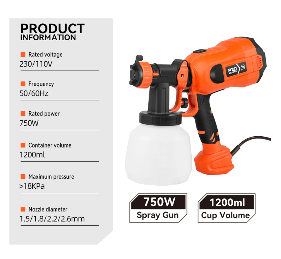 S7d12fb055af04c269d6480fe30a9f398C 750W Electric Spray Gun 4 Nozzle Sizes 1200ml HVLP Household Paint Sprayer Flow Control Easy Spraying Mallzona
