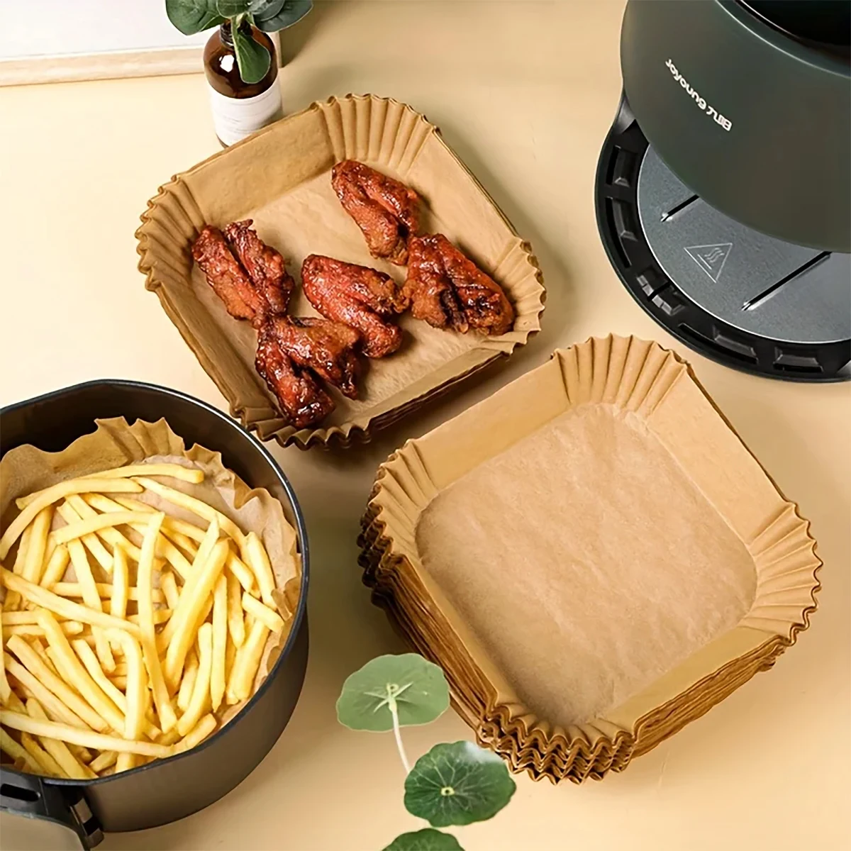 Our Square Air Fryer Paper Lined With Oil Resistant
