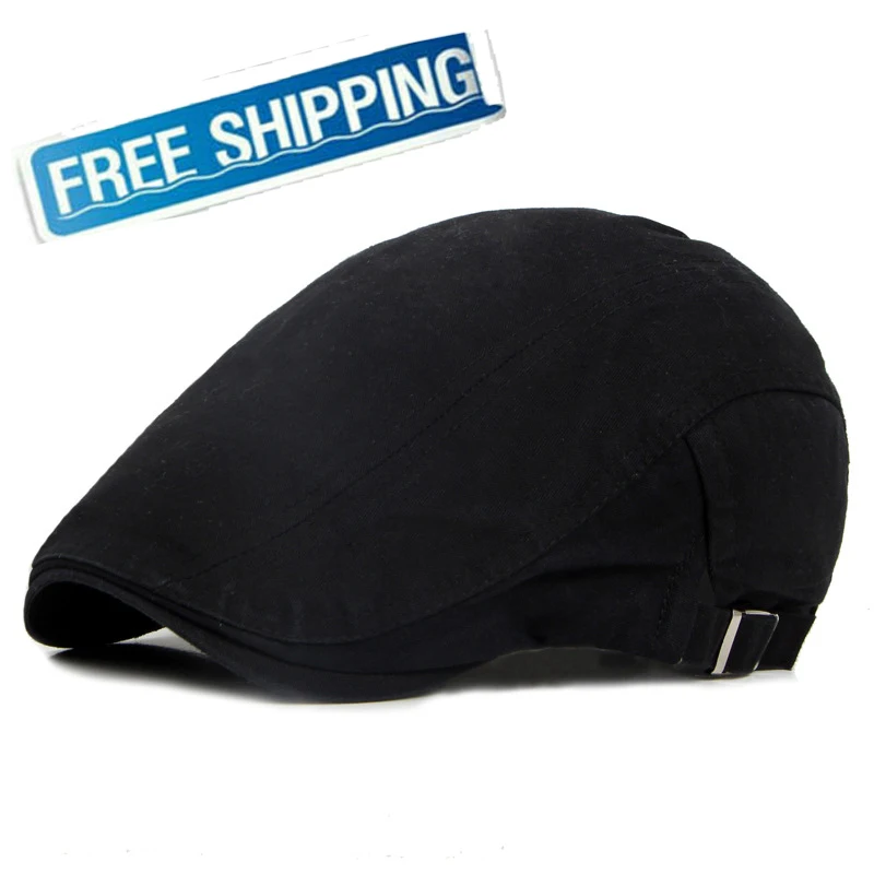 Spring Summer Sun Hats for Men Classic Western Caps Cotton Blend Beret Caps Flat Brim Adjustable Men Berets Cap