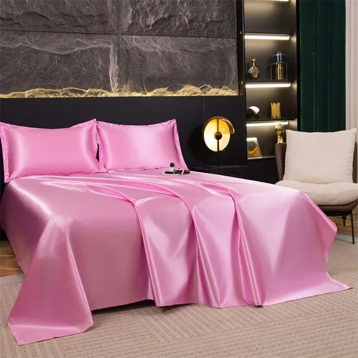 1pc Silky satin Waterproof Bed Sheet Flat Sheets Lightweight, Mattress Protector Sheet Bed Cover, Furniture Protector Covers 3