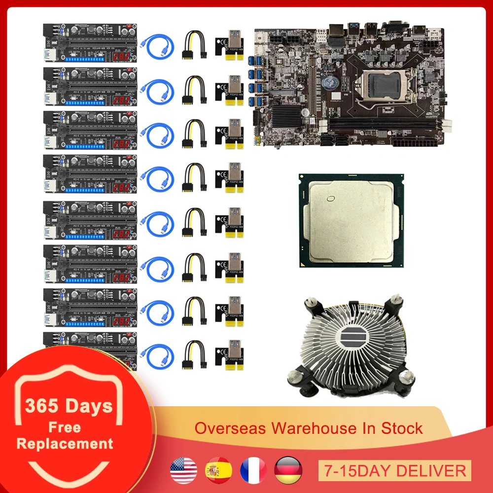 best pc mother board B75 Mining Motherboard 8 USB 3.0 to PCI-E X16 LGA 1155 CPU Fan VER15X Riser Card DDR3 SATA HD Bitcoin BTC ETH Miner latest motherboard for pc