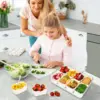 Portable Snackle Box Container  Divided Serving Tray with Lid and Handle Clear Snack Box Organizer for Fruits Candy, Snacks 4