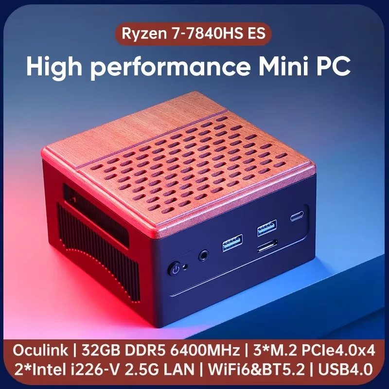 Topton Oculink Mini PC Gamer AMD Ryzen 7 7840HS ES 3*PCIe4.0x4 32G DDR5 6400MHz 2*2.5G LAN USB4 NAS Computer Windows 11 WiFi6 4