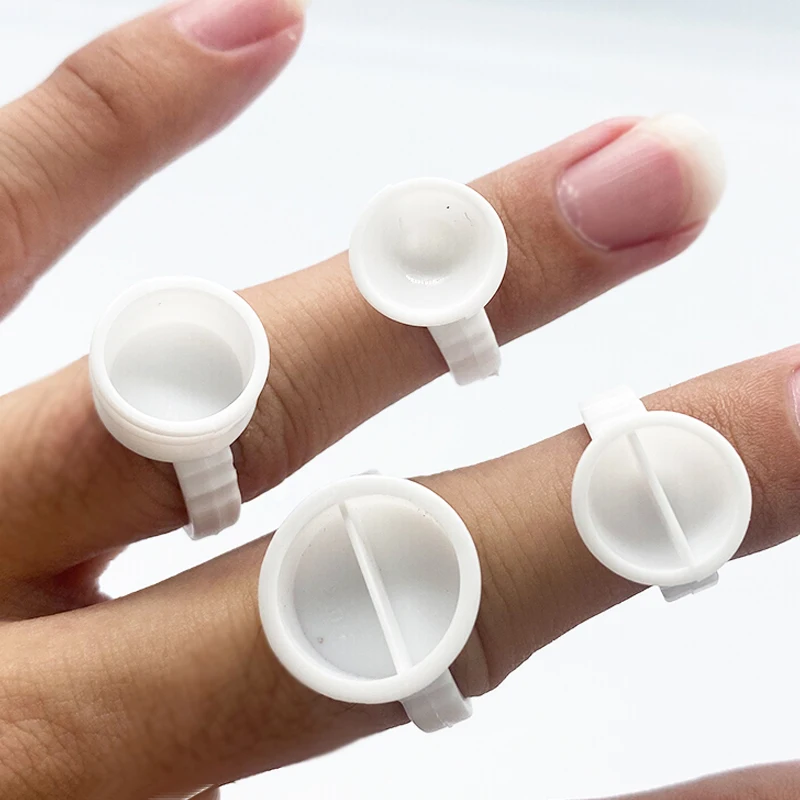 Disposable Tattoo Ink Ring Cups Permanent Makeup Accessories Microblading Ring Pigment Cup / Cap Eyelash Extension Glue Holder 100pcs silicone tattoo ink ring cup disposable grafting eyelash drops glue ring tray permanent makeup pigment holder container