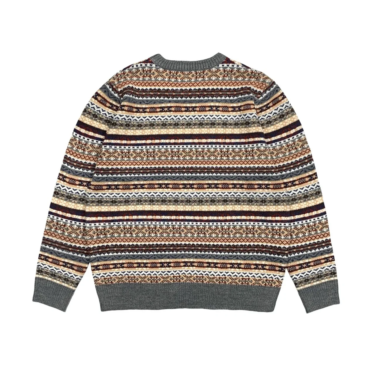 American Vintage Jacquard Knitwear Ethnic Style Pullover Autumn New Arrival Loose Sweater for Men