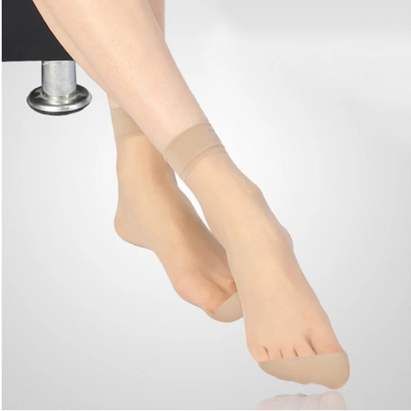 10 Pairs/Lot Women's Summer Female Short Socks Thin Non-slip Breathable Smooth Crystal Transparent Silk Girl Ankle Sock