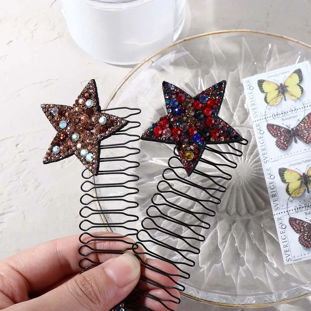 Sweet Rhinestone U Shape Hair Styling Comb Butterfly Bow Fixed Combs Fixed Combs Teeth Invisible Extra Hair Holder Lady