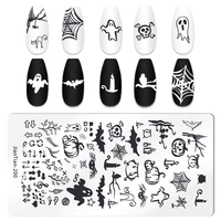 Halloween Nail Art Stamping Plate Drawing Template Pumpkin Heart Wave Line Ghost spider Bat Image Stencil Nail Printing Tools 2
