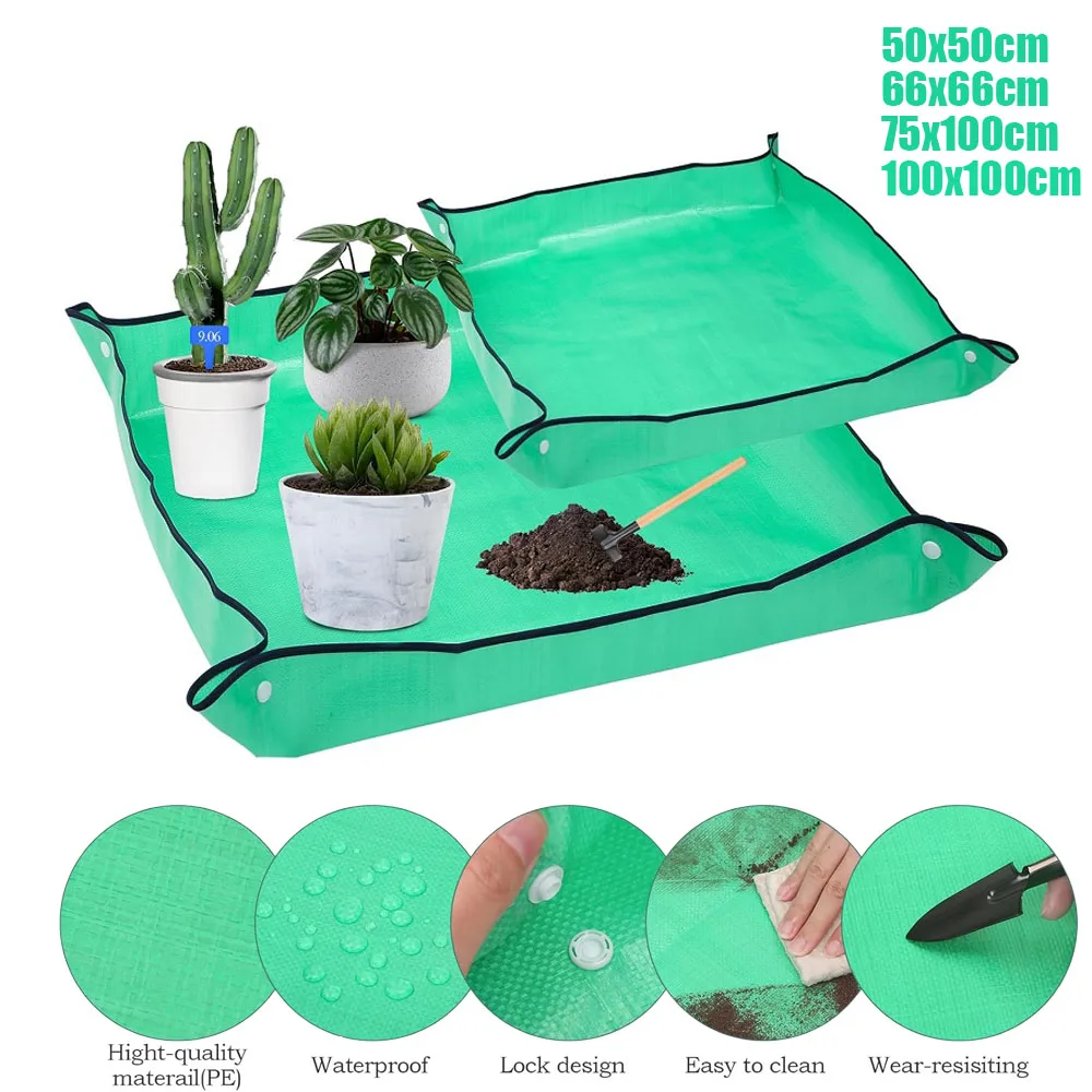 

1Pc Garden Mat 100x100 PE Foldable Waterproof Garden Soil Mat Repotting Mat for Indoor Plant Gardening Tool