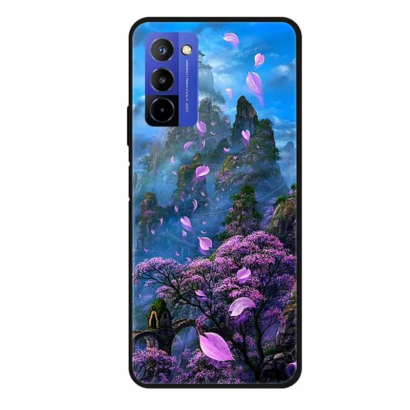 Flower Pattern TPU Soft Silicone Phone Case - Butterfly & Planet Design