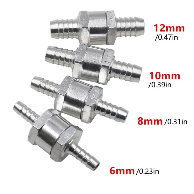 Aluminum Alloy Fuel Check Valve 1PC For Automotive And Ship Machinery 0.23/0.31/0.39/0.47in Gasoline Diesel Fuel Line