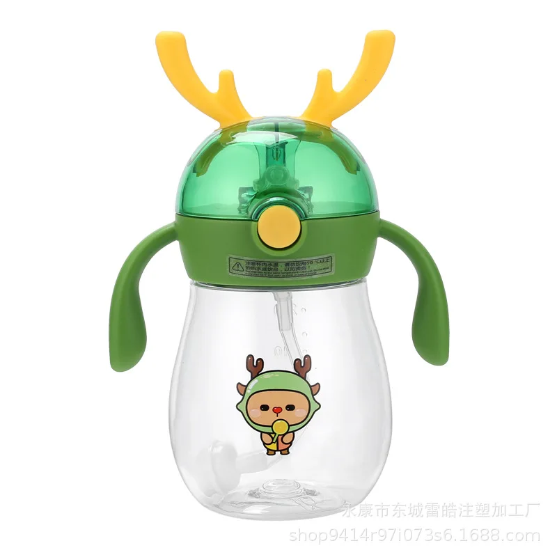 1Pcs Baby bottle Children Cartoon Animal School Drinking Water Bottle Sippy Cup With Shoulder Strap Feeding