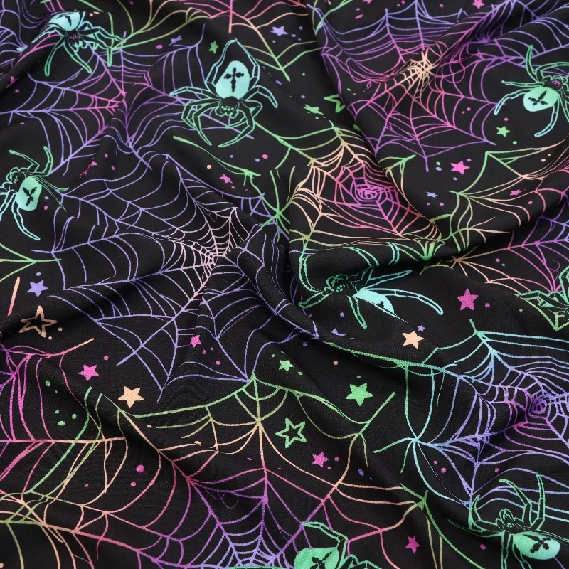 Colorful Spider Printed Fabric Shirt Beach Pants Underwear Garments With Web Pattern For Men And Women