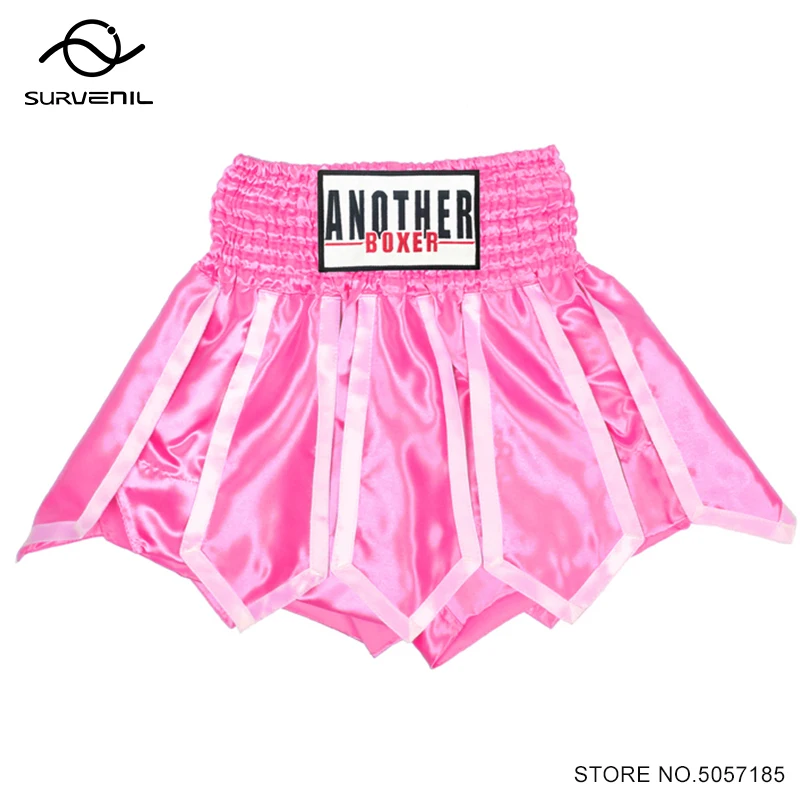 

Muay Thai Shorts Pink Lotus Ribbons Boxing Shorts Women Men Kids Girls Cage Fight Kickboxing Shorts Gym Grappling Training Wear