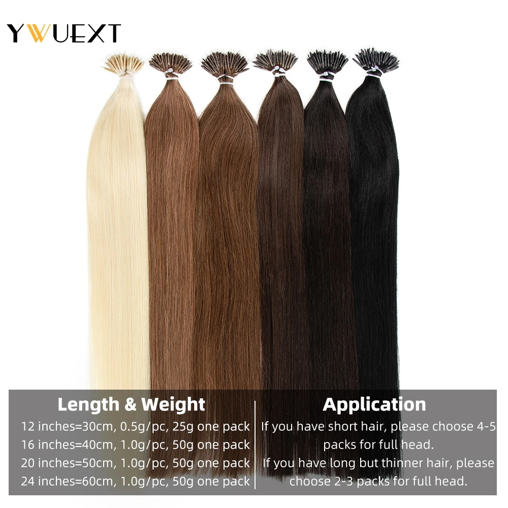 YWUEXT 12-24 inches Nano Ring Human Hair Blonde 50pcs Nano Beads Hair Extensions Straight For Salon Supply