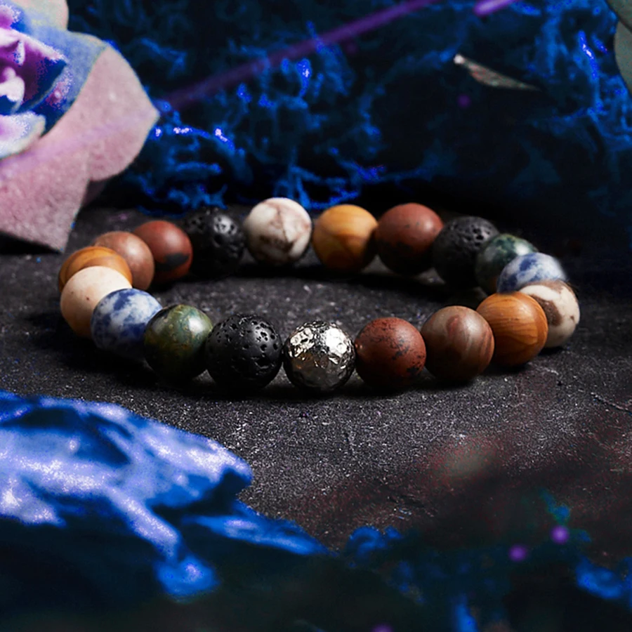 5A Natural Red Yellow Tiger Eye Stone Bead Bracelet Male