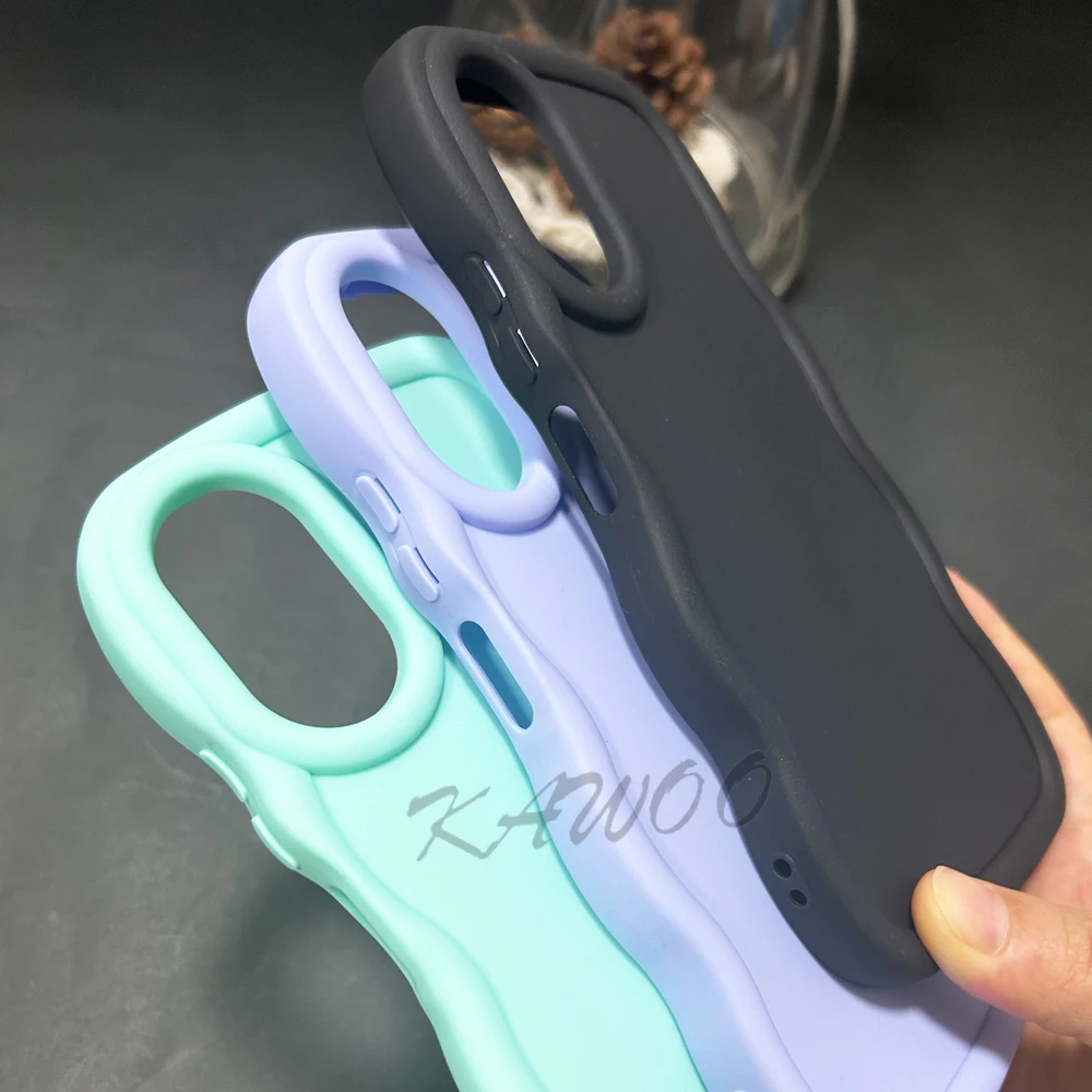 Vibrant Curly Frame Soft TPU Case with Wavy Bumper - Slim Shockproof Macaron Colors Phone Cover
