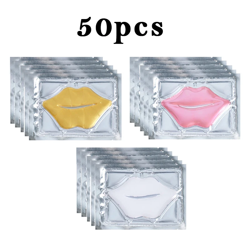

50pcs Collagen Lip Mask Moisturizing Anti Wrinkle Nourishing Beauty lips Care Labial Moisturizer Lip Patches Gel Pads Skin Care