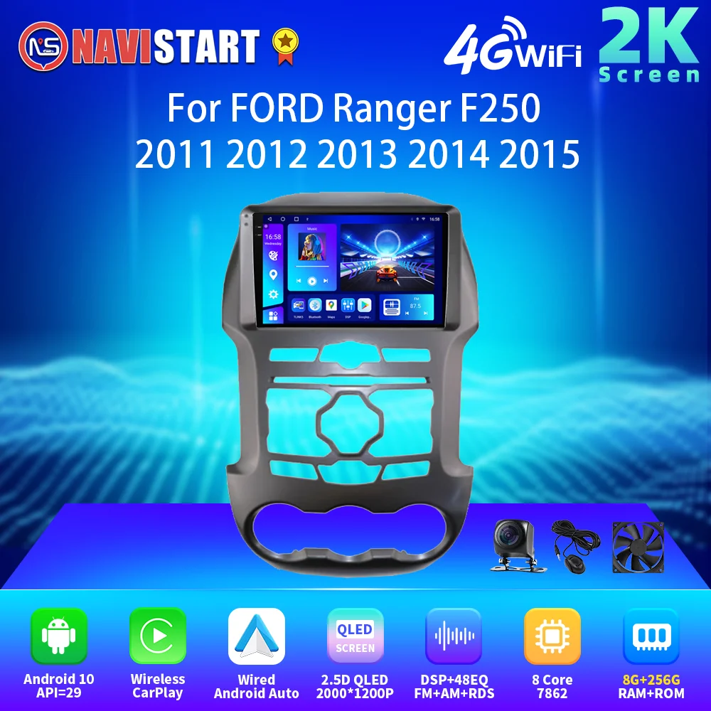 

NAVISTART 2K 2000*1200 Car Radio For FORD Ranger F250 2011 2012 2013 2014 Android Auto Carplay DSP GPS Multimedia No DVD Player