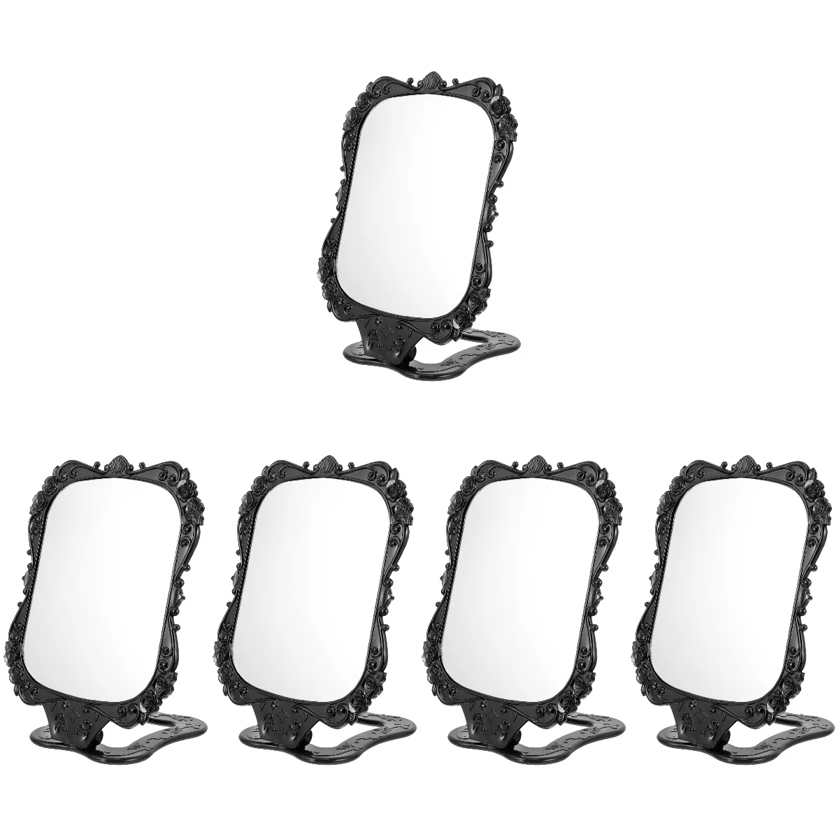 

Hand Makeup Mirror Simple Mirror Mirror Set 5 Retro Folding Mirror Travel Hand Makeup Vanity Handheld Handle Plastic Mirrors